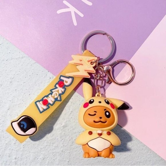Pokemon Eevee X Pikachu Costume 2 in 1 Lanyard Keychain - NEW & SEALED - Picture 1 of 5